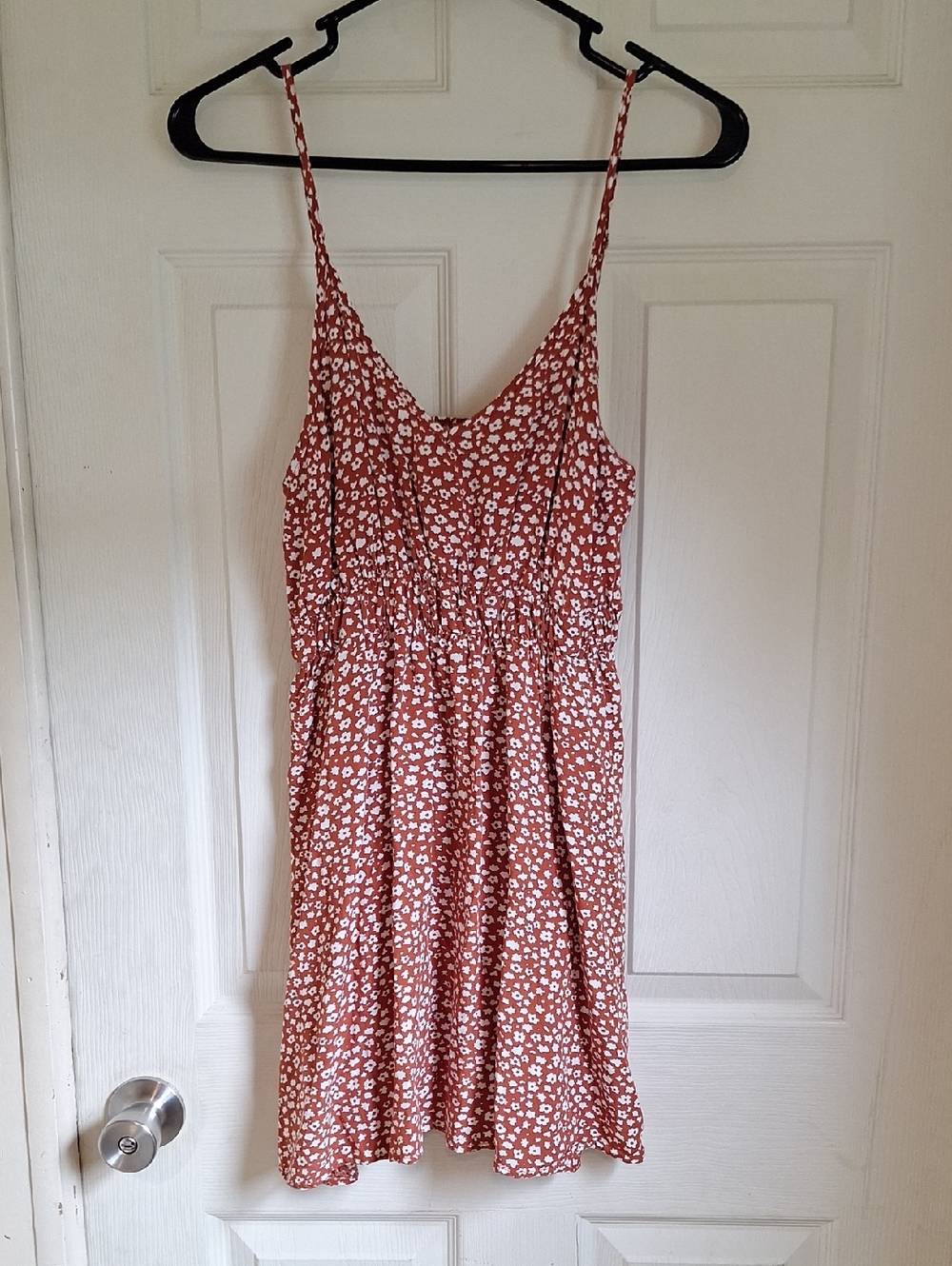 SHEIN Rust Floral Spaghetti-Strap Mini Dress Size Medium